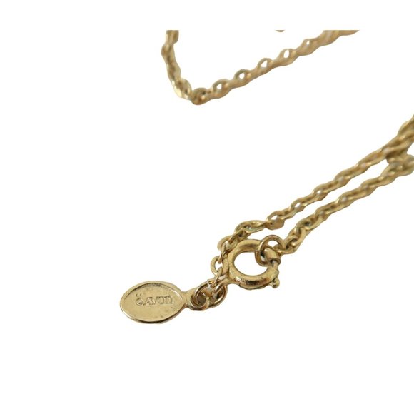 Vintage AVON Goldtone Radiant Leaf Rhinestone Pendant w/ 15.5" Chain Necklace - Picture 4 of 4